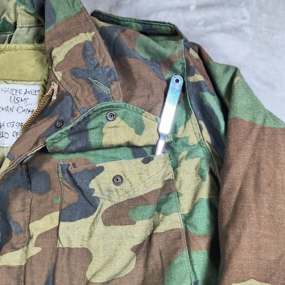 USMC Field Jacket‎ Mens Small Regular Woodland Camo Cold Weather Quilted Liner